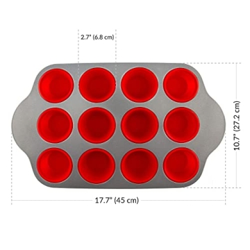 Premium Non-Stick Silicone Muffin Pan with Steel Frame