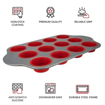 Premium Non-Stick Silicone Muffin Pan with Steel Frame