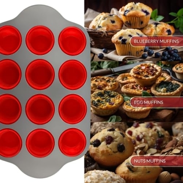 Premium Non-Stick Silicone Muffin Pan with Steel Frame