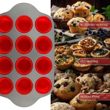 Premium Non-Stick Silicone Muffin Pan with Steel Frame