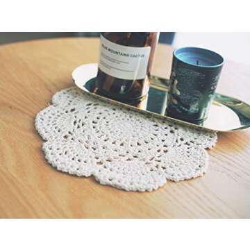 Phantomon 8 Inch Doilies Crochet Round Lace Doily Handmade Placemats 100% Cotton Crocheted Coasters,...