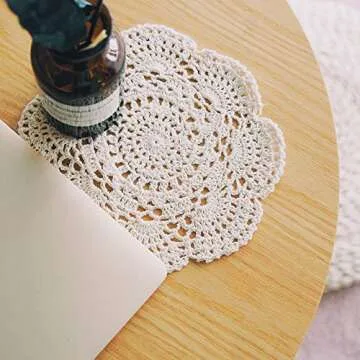 Phantomon Handmade Crocheted Cotton Coasters for Home