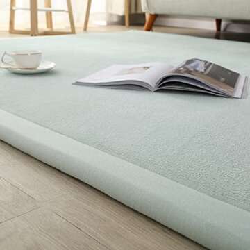 Loartee Nursery Rug Coral Velvet Crawling Rugs Mat Area Rugs Play Crawling Mat(6'7"x9'2", Light Green) for Toddler Children Play Mat Yoga Mat Exercise Pads Carpet