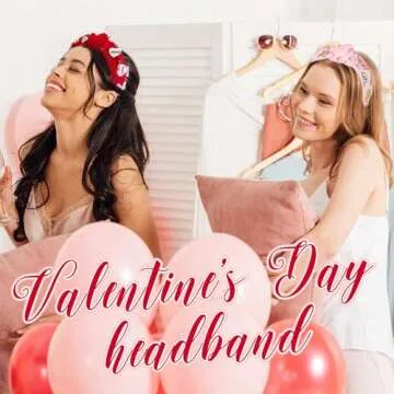 Gushu 2 Pack Valentine’s Day Headbands for Women Valentines Pink and Red Knotted Headband Crystal Jeweled Wide Top Knot Headband Valentine’s Day Hair Accessories Gifts