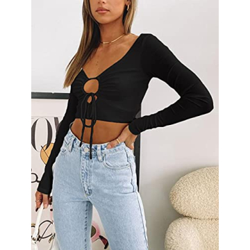 Stylish V Neck Crop Top for Women - SOFIA'S CHOICE