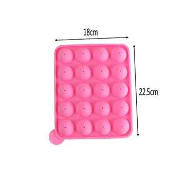 Z ZICOME 20 Cavity Silicone Pink Lolly Pop Party Cupcake Baking Mold Cake Pop Stick Mold Tray