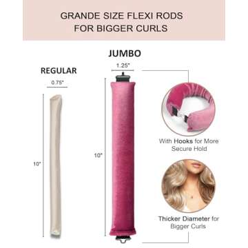 YOSHUYUKI Heatless Curls Overnight Rods No Heat Hair Curlers to Sleep Jumbo Foam Large Hair Rollers for Long Short Hair Heatless Curling Rod Set Styling Tools with Satin Wrap for Sleeping Sonic