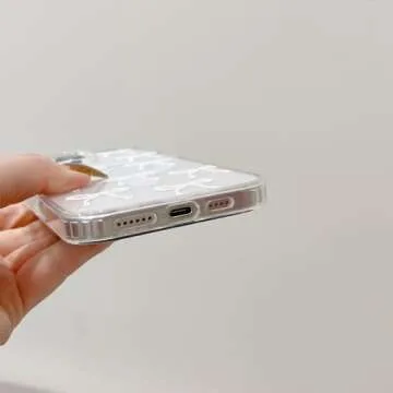 UEEBAI Magnetic for iPhone 16 Case, Bow Case Compatible with MagSafe, Wireless Slim Clear Ribbon Aesthetic Phone Case Anti-Yellowing Shockproof Protective Cover for Women Girl - White