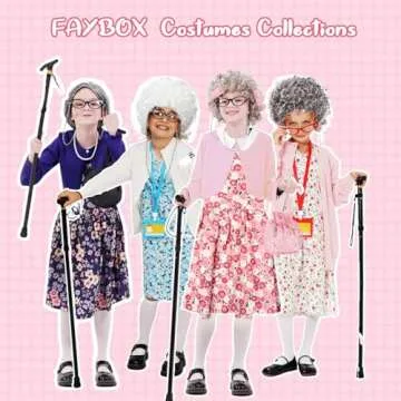 FAYBOX Old Lady Wig for Halloween - Complete Costume Set