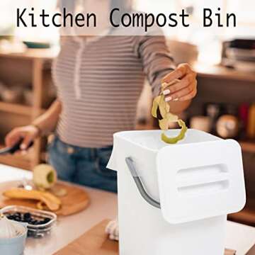LALASTAR Compost Bin Indoor Kitchen Sealed, Hanging Small Trash Can with Lid Under Sink for Kitchen,...