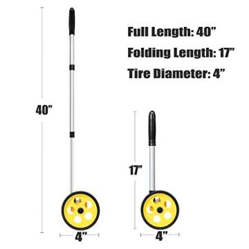 Zozen Measuring Wheel in Feet and Inches, Scalable Length 40in, 4-inch Measure Wheel, Walking Measur...