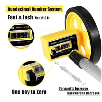 Zozen Measuring Wheel in Feet and Inches, Scalable Length 40in, 4-inch Measure Wheel, Walking Measurement Up To 10,000Ft | Mechanical | One Key to Reset, Include Carrying Bag.