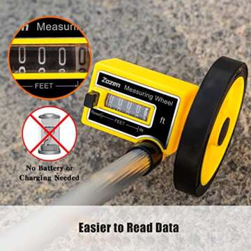 Zozen Measuring Wheel in Feet and Inches, Scalable Length 40in, 4-inch Measure Wheel, Walking Measurement Up To 10,000Ft | Mechanical | One Key to Reset, Include Carrying Bag.