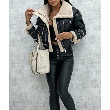 Stylish & Cozy Faux Shearling Moto Jacket for Women