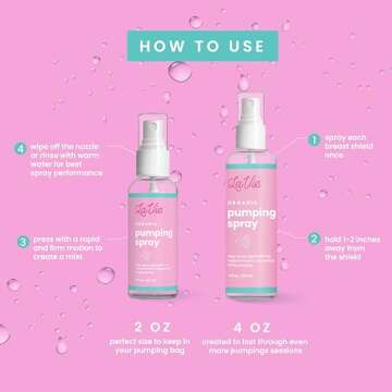 Organic Breast Pumping Spray, Pump Spray Breastfeeding, Breast Pumping Oil, Nipple Spray Pumping, Breast Pump Spray, Lubricant for Breast Shields and Flanges, Prevents Sore Nipples - 2 Oz