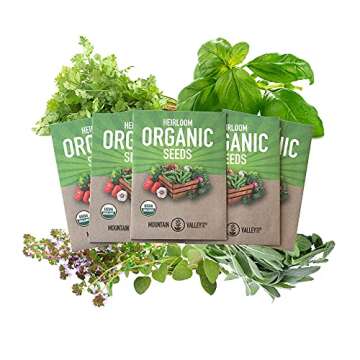 Organic Italian Herb Garden Seed Collection - 5 Non-GMO, Organic Seed Packets - Oregano, Thyme, Basi...