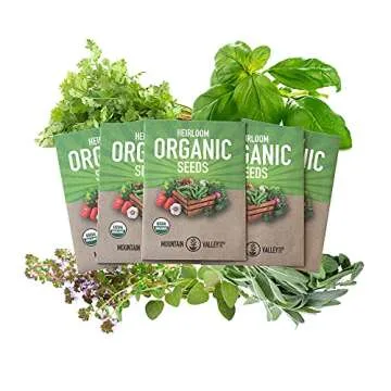 Organic Italian Herb Garden Seed Collection - 5 Non-GMO, Organic Seed Packets - Oregano, Thyme, Basi...