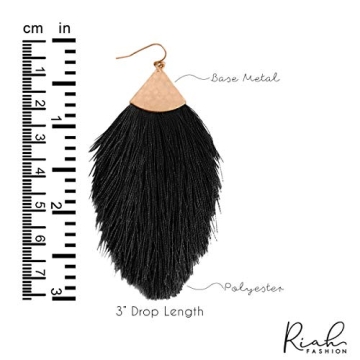 Bohemian Silky Thread Fan Fringe Tassel Statement Earrings - Lightweight Strand Feather Shape Dangles (Feather Fringe - White)