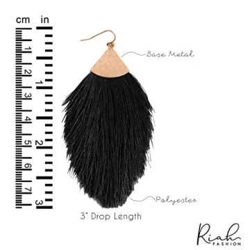 Bohemian Silky Thread Fan Fringe Tassel Statement Earrings - Lightweight Strand Feather Shape Dangles (Feather Fringe - White)