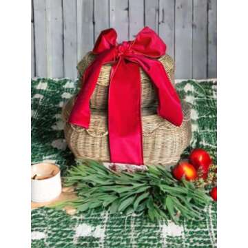 Small Basket Set of 2, Hand Woven Scallop Rattan Baskets - Storage Basket with Lid, Nursery Storage,...