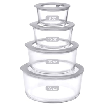 EcoEvo Glass Food Containers with Glass Lid, Microwave Safe Glass Food Storage Container, Large 4 Pa...