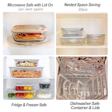 EcoEvo Glass Food Containers, Leak Proof & Microwave Safe