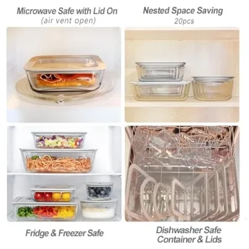 EcoEvo Glass Food Containers, Leak Proof & Microwave Safe