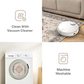 GENIMO 2x5 Runner Rugs for Hallway, Machine Washable Non Slip Vintage Retro Rugs, Low Pile Lightweight Soft Print Rug for enrtyway, Corridor, Home Office, Kitchen, Rosy