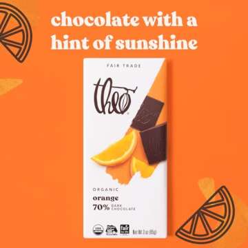 Theo Chocolate Orange Organic Dark Chocolate Bar, 70% Cacao, 12 Pack | Vegan, Fair Trade