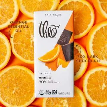Theo Chocolate Orange Organic Dark Chocolate Bar, 70% Cacao, 12 Pack | Vegan, Fair Trade