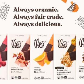 Theo Chocolate Orange Organic Dark Chocolate Bar, 70% Cacao, 12 Pack | Vegan, Fair Trade