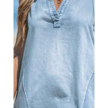 CUPSHE Women's Denim Mini Dress V Neck Sleeveless Casual