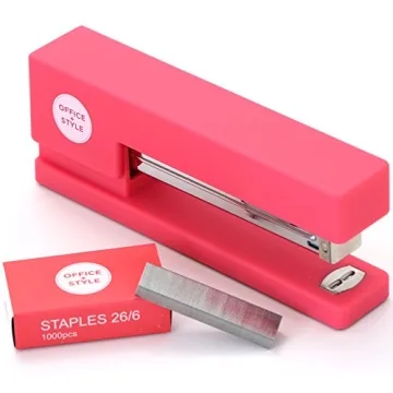 Office Style Precision Jam-Free Full Strip Non-Skid Stapler in Pink