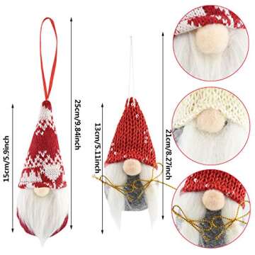 obmwang 8 Pack Christmas Gnomes Ornaments, Swedish Handmade Plush Gnomes Santa Elf Table Ornaments, ...