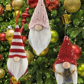 obmwang 8 Pack Christmas Gnomes Ornaments, Swedish Handmade Plush Gnomes Santa Elf Table Ornaments, Hanging Christmas Tree Decorations Home Decor