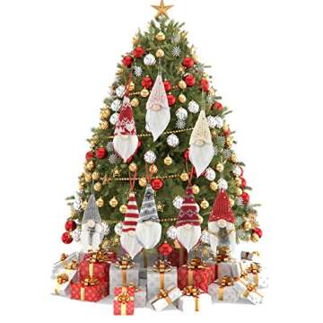 obmwang 8 Pack Christmas Gnomes Ornaments, Swedish Handmade Plush Gnomes Santa Elf Table Ornaments, Hanging Christmas Tree Decorations Home Decor