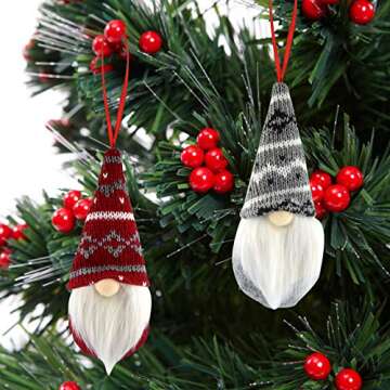 obmwang 8 Pack Christmas Gnomes Ornaments, Swedish Handmade Plush Gnomes Santa Elf Table Ornaments, Hanging Christmas Tree Decorations Home Decor