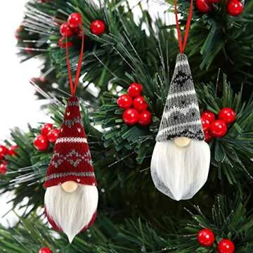 obmwang 8 Pack Christmas Gnomes Ornaments, Swedish Handmade Plush Gnomes Santa Elf Table Ornaments, Hanging Christmas Tree Decorations Home Decor