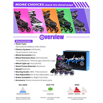 2pm Sports Adjustable Inline Skates for Kids with Lights