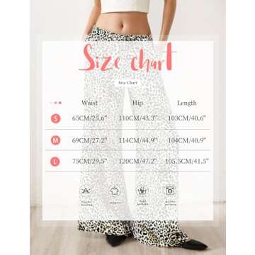 HOCANDY Womens Tie Waist Cheetah Pants Baggy Low Rise Flare Pants Drawstring Leopard Print Wide Leg Trousers with Pockets