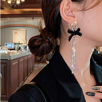 Missgrace Bohemian Long Rhinestones Tassels Earrings for Women