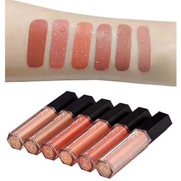 Rechoo Matte Liquid Lipstick Set, 6 Pcs Superstay Mate Ink Waterproof Lip Gloss Beauty Lips Makeup Set (NUDE MATTE INK)