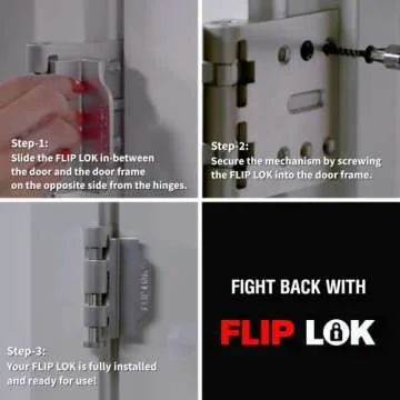 FlipLok High Security Door Lock - 10X Stronger Than a Deadbolt, Keypad Lock, Silver, Keyless