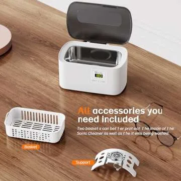 KECOOLKE Ultrasonic Jewelry Cleaning Machine, 600ml Sonic Cleaner with Digital Timer for Eyeglasses, Rings, Silver，Cleaner Solution for Gifts