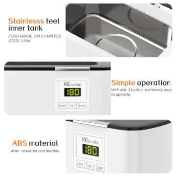 KECOOLKE Ultrasonic Jewelry Cleaning Machine, 600ml Sonic Cleaner with Digital Timer for Eyeglasses, Rings, Silver，Cleaner Solution for Gifts
