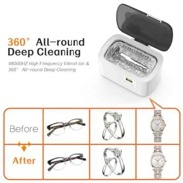 KECOOLKE Ultrasonic Jewelry Cleaning Machine, 600ml Sonic Cleaner with Digital Timer for Eyeglasses, Rings, Silver，Cleaner Solution for Gifts