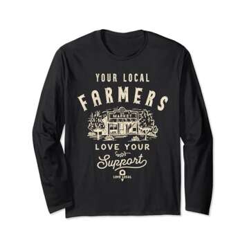 Support Local Farmers Food Markets Retro Vintage Sign Long Sleeve T-Shirt