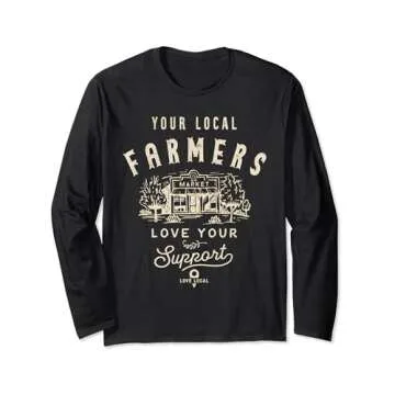Support Local Farmers Food Markets Retro Vintage Sign Long Sleeve T-Shirt