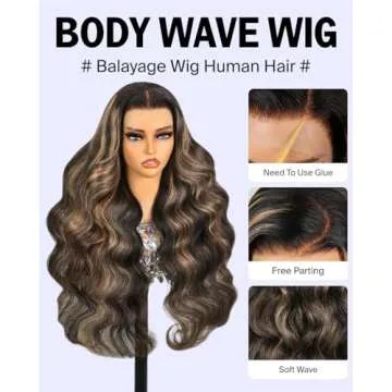 MEGALOOK Highlight Ombre 13x4 Transparent Lace Front Wigs Human Hair 200% Density Balayage Body Wave Lace Front Wigs for Black Women Human Hair 1b/27 Lace Front Wigs Pre Plucked 22 Inch