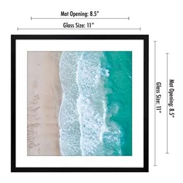 Americanflat 11x11 Picture Frame with Shatter-Resistant Glass - Use as 8x8 Frame with Mat or 11x11 F...